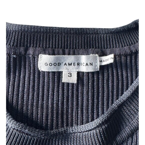 Good American Women's Sz 3 (Large) Midnight Blue Plaited Ribbed Mini Dress - Picture 6 of 12